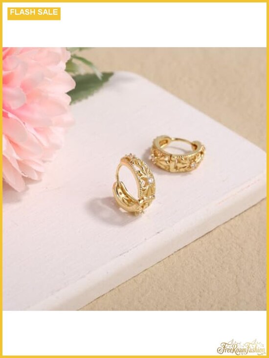 Jewelry - Gold Plated Hoop Earrings for Women, Lightweight Copper Push Back